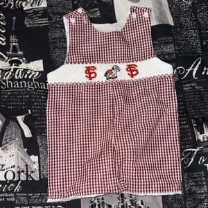 Florida State Seminoles Red and White Gingham Baby Romper